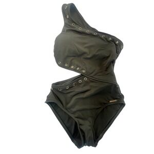 Michael Kors Olive Green One Shoulder Cutout‎ Swimsuit Size 8